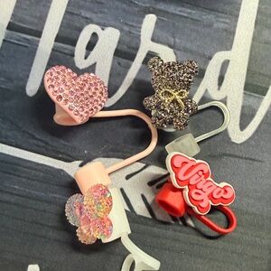 Four Straw Toppers, Sparkly, Fun Awesomeness